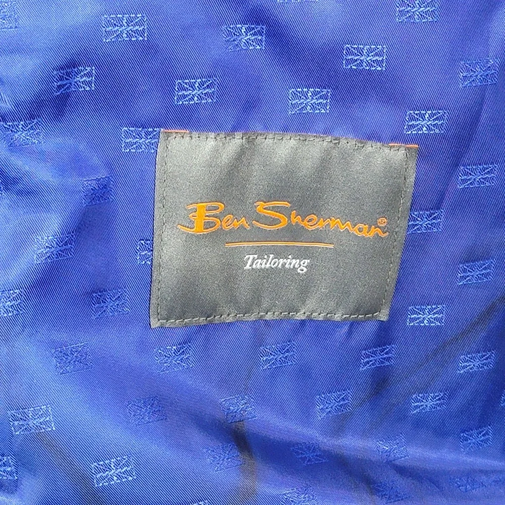 Ben Sherman Tailoring Mens Sport Coat Blazer Two Button Navy Blue Poly Blend 48L
